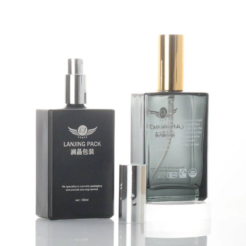  luxury custom color square glass bottles for skin care products