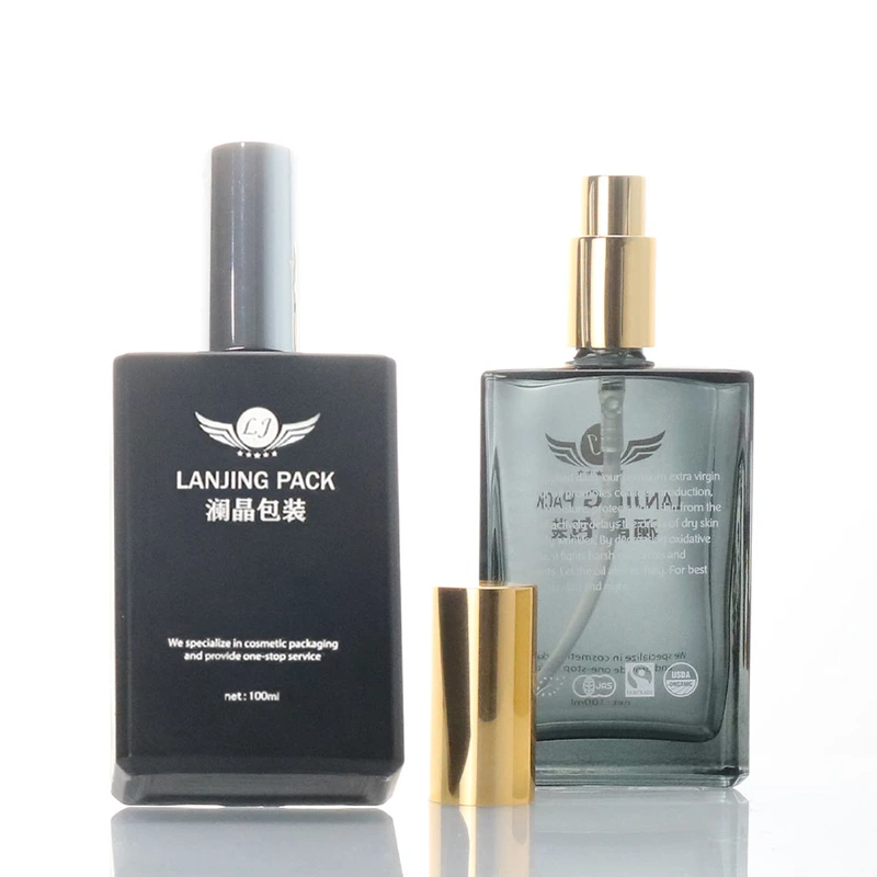  luxury custom color square glass bottles for skin care products