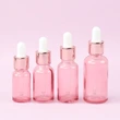 Pink Round Cosmetic Packaging Glass Essential Oil bottles