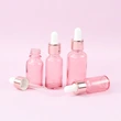 Pink Round Cosmetic Packaging Glass Essential Oil bottles