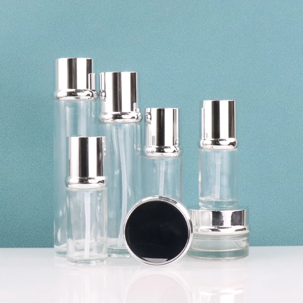 Glass transparent cosmetic bottle for cosmetic packaging