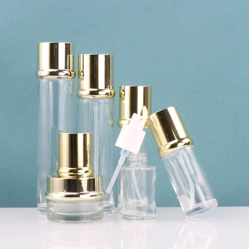 Glass transparent cosmetic bottle for cosmetic packaging