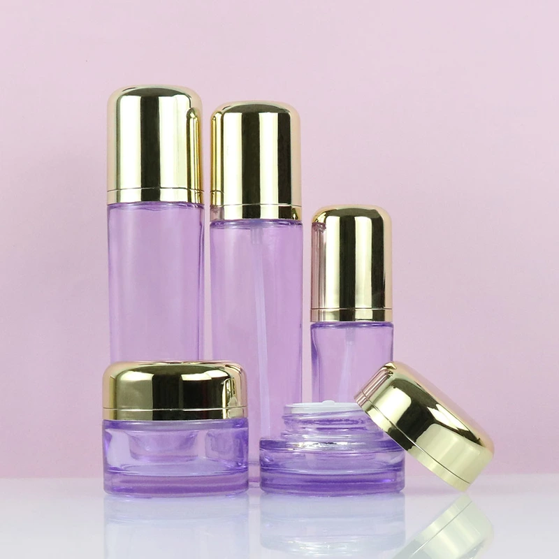 Wholesale customized lotion bottle and jar for glass skincare set