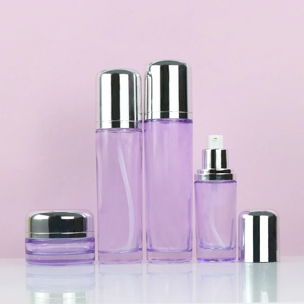 Wholesale customized lotion bottle and jar for glass skincare set