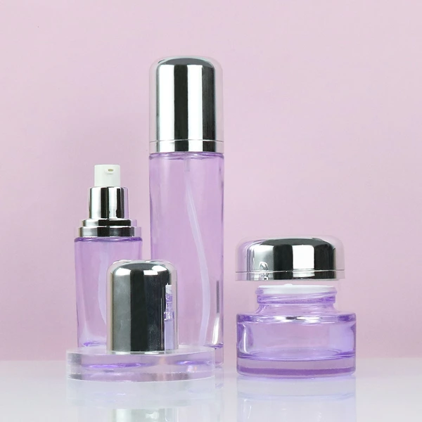 Wholesale customized lotion bottle and jar for glass skincare set