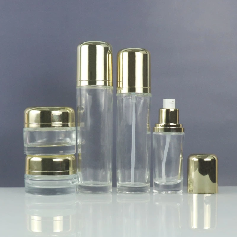 Custom logo 30ml round skin care set cosmetics lotion pump bottle