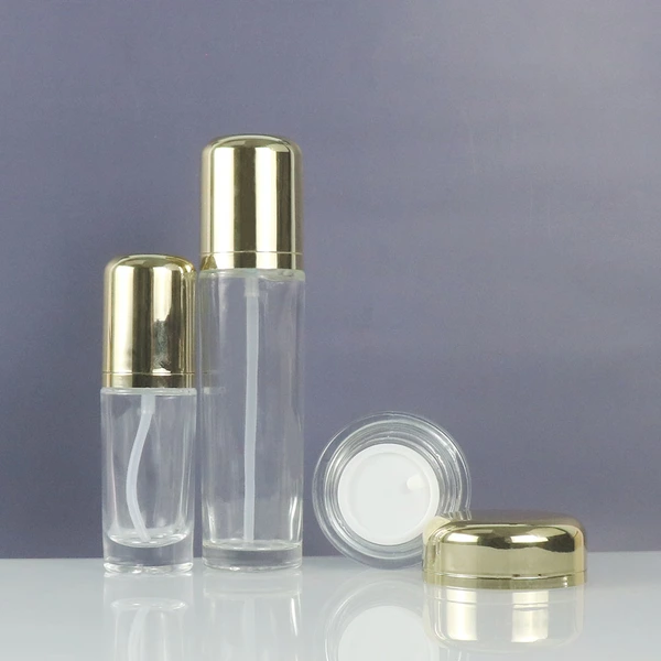 Custom logo 30ml round skin care set cosmetics lotion pump bottle
