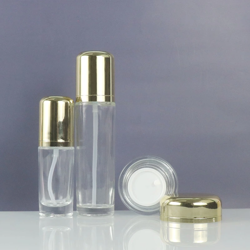 Custom logo 30ml round skin care set cosmetics lotion pump bottle
