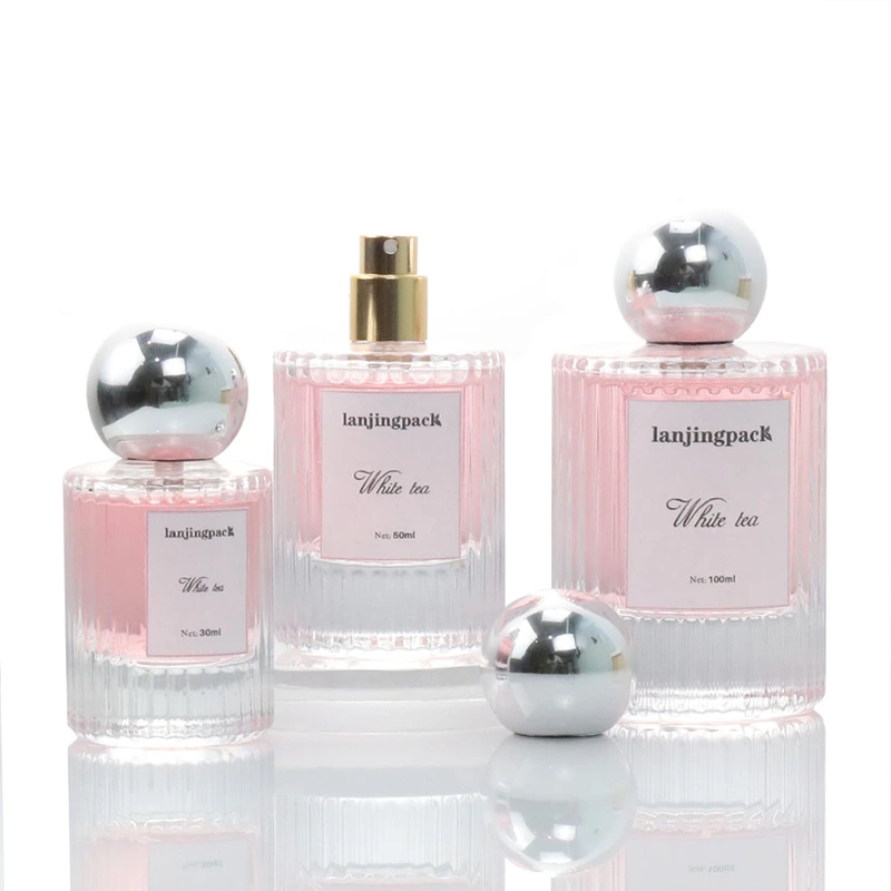 Custom Round Empty Transparent  Perfume Spray Glass Bottles