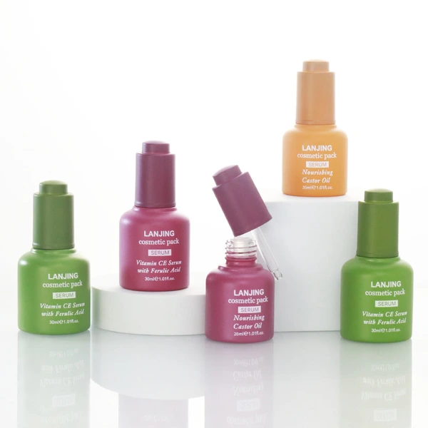 High end custom glass bottle skincare lotion pump bottle