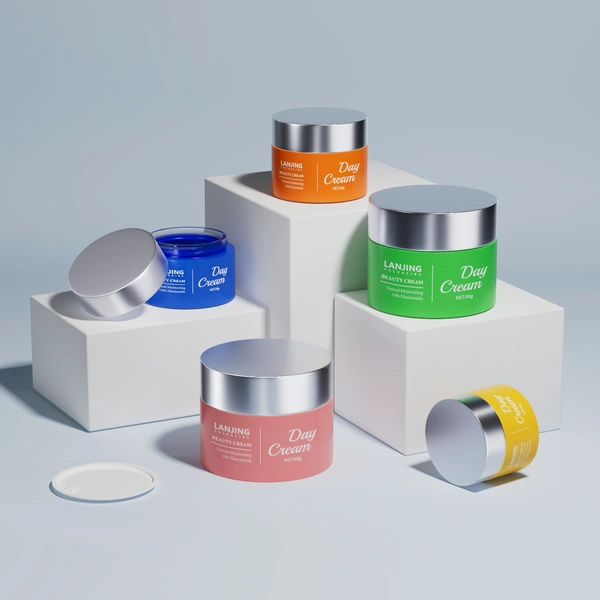  Matte White Frosted Glass Cream Jar with Gold Silver Lid 