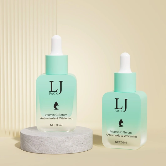 Square Glass Serum Dropper Bottle 30ml Cosmetic Skincare Packaging Custom Color Empty Essence Container