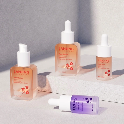Stock Cosmetic Oil Pump Bottle  30ml Skincare Glass Sqaure Cream Glass Lotion Bottle
