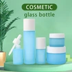 Frosted Blue 30ml 50ml 60ml Glass Cosmetic Face Serum Bottles