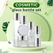 Luxury custom skincare packaging clear cosmetic glass bottle set