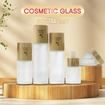 frosted glass cosmetic bamboo lid skin care jars 