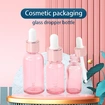 Pink Round Cosmetic Packaging Glass Essential Oil bottles