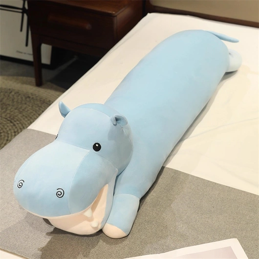 Cute Hippo Plush Body Pillow Soft Long Stuffed Animal Sleeping Pillow Kawaii Hippo Plush Toy Wholesale OEM | 25LH1103