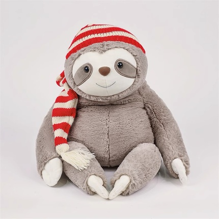 Custom Sloth Plush Toy with Winter Hat | Cute Stuffed Animal OEM Supplier | 25LH210