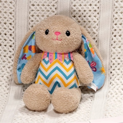 Custom Bunny Plush Toy with Pattern Ears | Cute Rabbit Stuffed Animal OEM Manufacturer | 25LH309