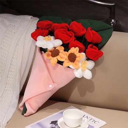 Plush Flower Bouquet Toy Soft Stuffed Rose Bouquet Doll Gift for Valentine's Day OEM Custom | 25LH612