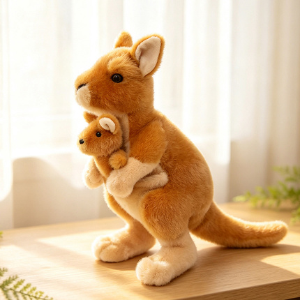 Kangaroo with Baby Joey Plush Toy – Realistic Australian Kangaroo Stuffed Animal | 26LH1004