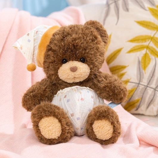 Cute Teddy Bear Plush Toy in Pajamas | Soft Sleeping Teddy Bear Stuffed Animal with Nightcap for Kids, Baby Gifts, Nursery Decor & Custom Plush Manufacturing | 26LH607