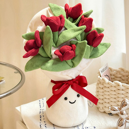Cute Plush Flower Bouquet Toy | Soft Tulip Flower Bouquet Stuffed Plush Gift for Valentine's Day, Mother's Day, Wedding & Custom Plush Flower Manufacturer | 26LH608