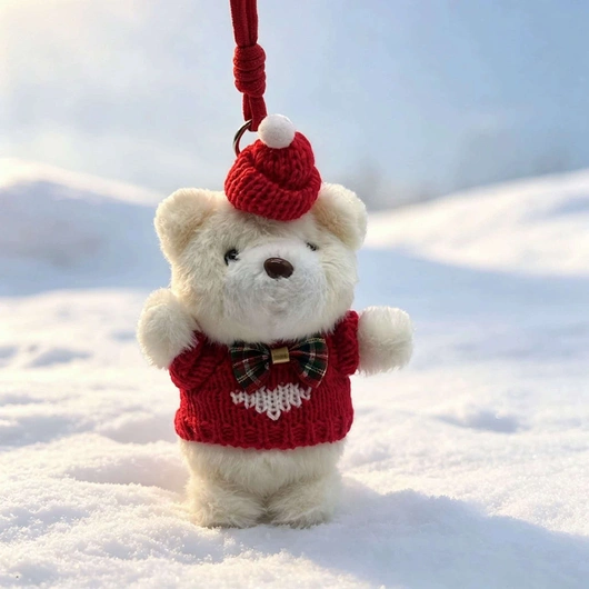 Custom Christmas Teddy Bear Plush Keychain | Holiday Ornament OEM Supplier | 26LH807