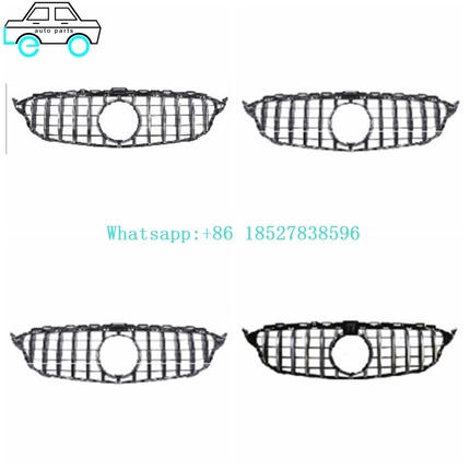 Front Bumper Grilles Grills For Benz  C-CLASS W205GTR  2014-2018 Silver 