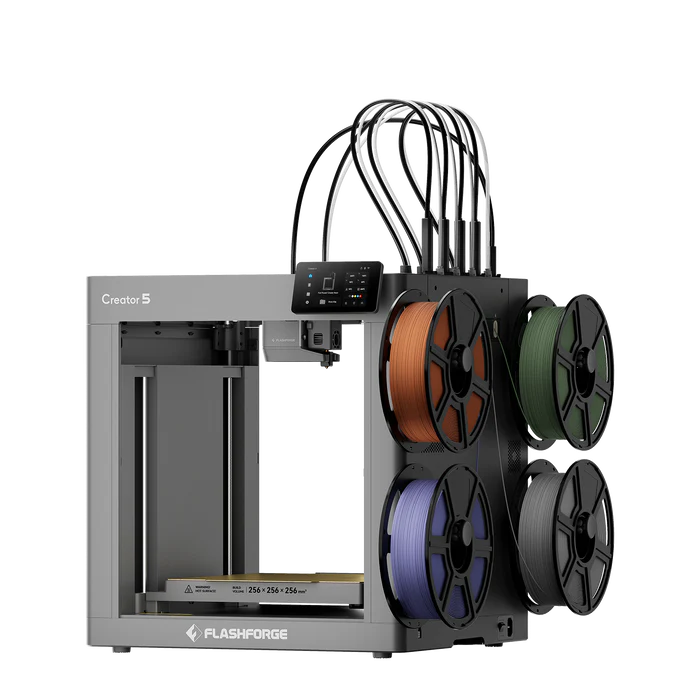 Flashforge Creator 5 3D Printer | 4 Independent Toolheads Zero Purge Waste Multi-Color 3D Printing Machine