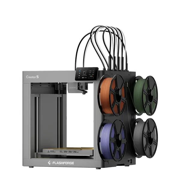 Flashforge Creator 5 3D Printer | 4 Independent Toolheads Zero Purge Waste Multi-Color 3D Printing Machine