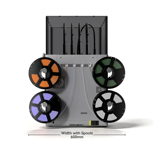 Flashforge Creator 5 Pro 3D Printer | Enclosed 4 Independent Toolheads Zero Purge Waste Multi-Color 3D Printing Machine