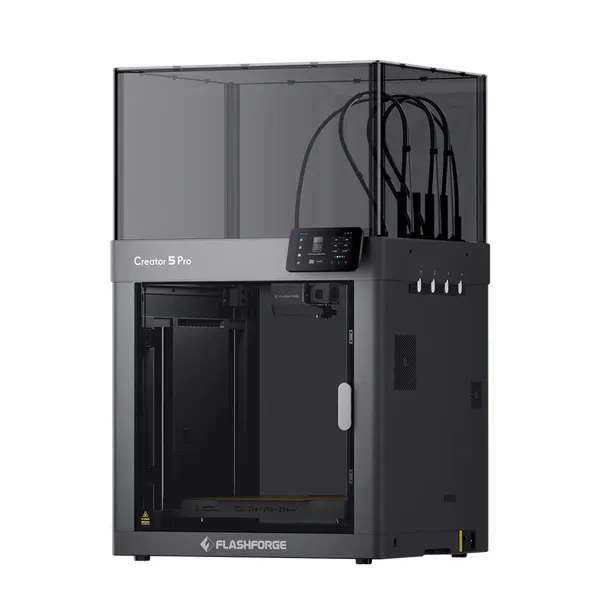 Flashforge Creator 5 Pro 3D Printer | Enclosed 4 Independent Toolheads Zero Purge Waste Multi-Color 3D Printing Machine