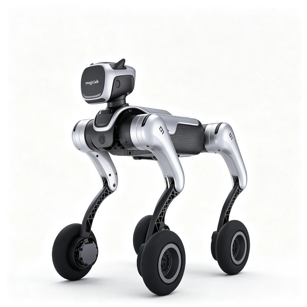 MagicDog-W Quadruped Wheeled Robot | Hybrid Leg-Wheel Mobile Robot with Interactive Facial Display