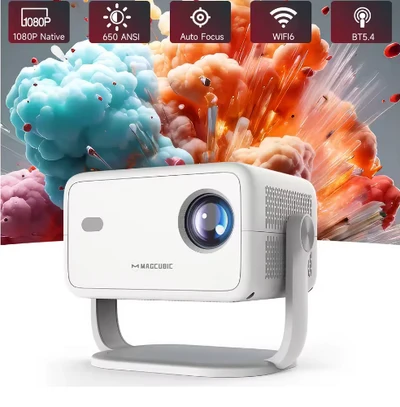 Magcubic L018 Home Theater Projector,Native 1080P Full HD,650 ANSI Lumens,Android 14,Auto Focus Auto Keystone,180° Flexible Rotatable Stand,40‑120 Inch Screen Home Cinema Projector