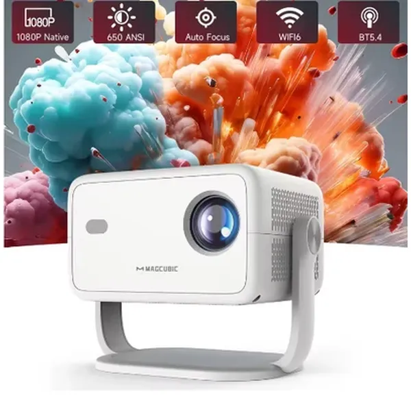 Magcubic L018 Home Theater Projector,Native 1080P Full HD,650 ANSI Lumens,Android 14,Auto Focus Auto Keystone,180° Flexible Rotatable Stand,40‑120 Inch Screen Home Cinema Projector