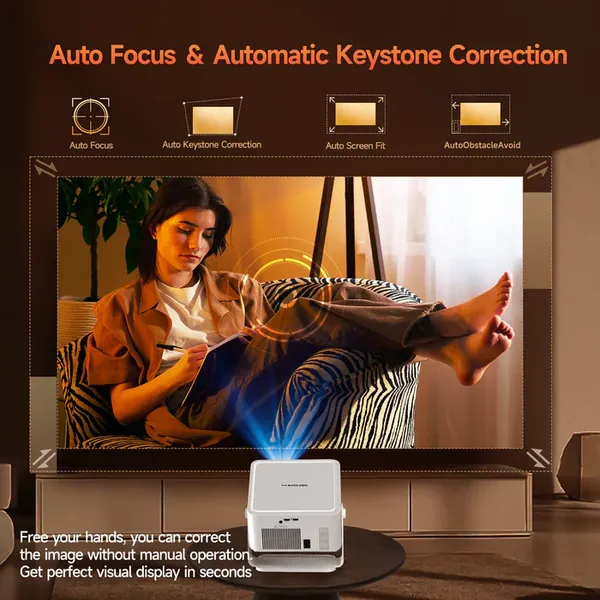 Magcubic HY450MAX Home Theater Projector,Native 1080P Full HD,1100 ANSI Lumens,Android 14,Auto Focus & Auto Keystone,1.0‑1.1 Throw Ratio,135‑Inch Large Screen Smart Projector