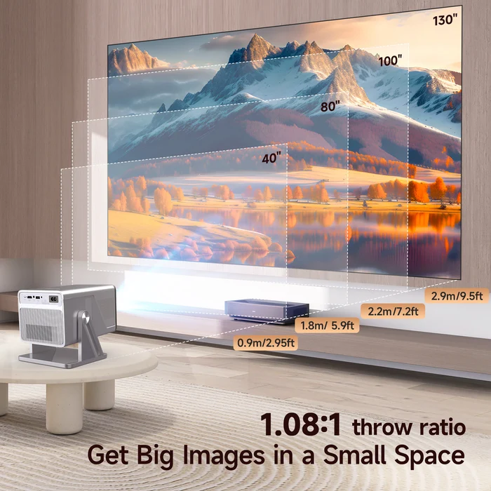 Magcubic X7 Smart Home Theater Projector,Native 1080P Full HD,1000 ANSI Lumens,Android 14,Auto Focus & Full Auto Keystone,Obstacle Avoidance,1.0‑1.3 Throw Ratio for Home & Game Room