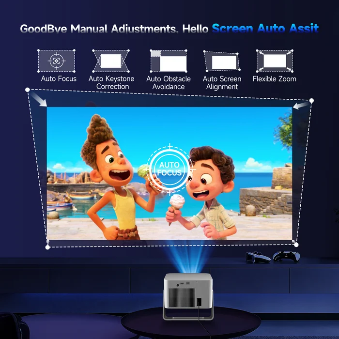 Magcubic HY350GT Smart Home Theater Projector,Native 1080P Full HD,650 ANSI Lumens,Google TV,Auto Focus & Auto Keystone,12W Speaker,40‑140 Inch Large Screen Home Cinema Projector