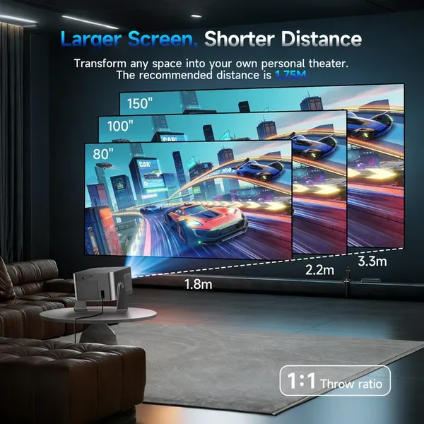 Magcubic HY350GT Smart Home Theater Projector,Native 1080P Full HD,650 ANSI Lumens,Google TV,Auto Focus & Auto Keystone,12W Speaker,40‑140 Inch Large Screen Home Cinema Projector