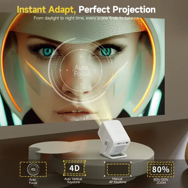 Magcubic HY310X Mini Portable Projector,Native 1080P Full HD,420 ANSI Lumens,Android 14,Auto Focus & Auto Vertical Keystone,Bluetooth 5.2,40‑130 Inch Large Screen Home Travel Projector
