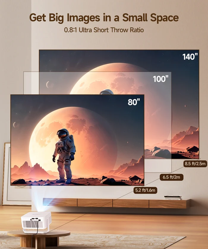 Magcubic HY300GT Mini Portable Projector,Native 720P HD,260 ANSI Lumens,Google TV,Auto Focus & Auto Vertical Keystone,Chromecast Built‑in,Home Camping Travel Projector