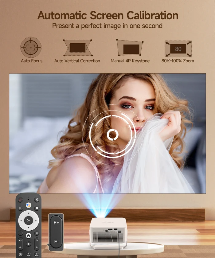 Magcubic HY300GT Mini Portable Projector,Native 720P HD,260 ANSI Lumens,Google TV,Auto Focus & Auto Vertical Keystone,Chromecast Built‑in,Home Camping Travel Projector