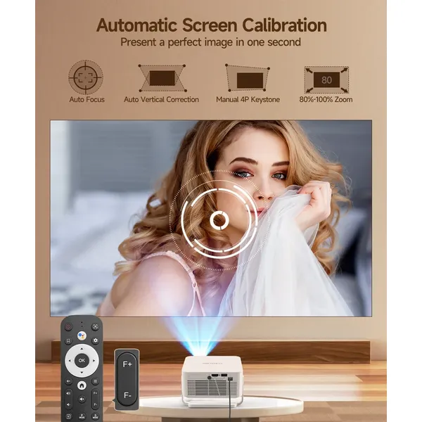 Magcubic HY300GT Mini Portable Projector,Native 720P HD,260 ANSI Lumens,Google TV,Auto Focus & Auto Vertical Keystone,Chromecast Built‑in,Home Camping Travel Projector