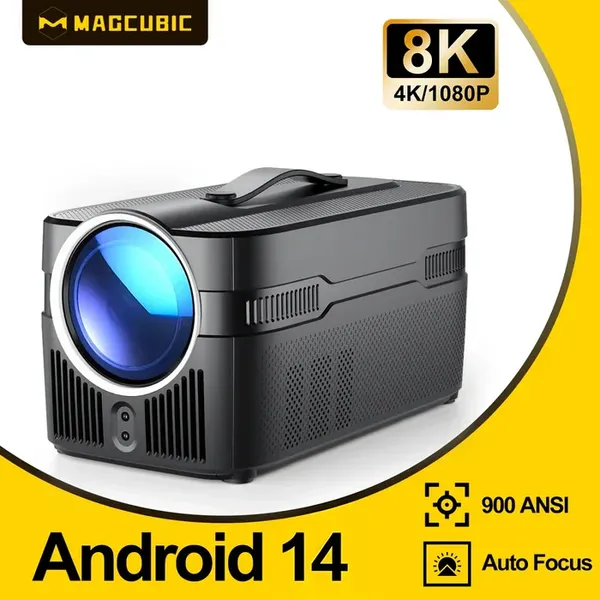Magcubic HY450C Ultra Short Throw Projector,Native 1080P Full HD,900 ANSI Lumens,0.6:1 Throw Ratio,Android14,Auto Focus & Auto Vertical Keystone,WiFi6 BT5.4,50‑200 Inch Large Screen Home Theater Projector