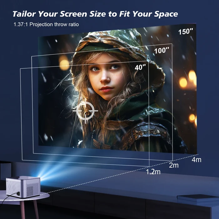 Magcubic HY350Pro Smart Home Theater Projector,Native 1080P Full HD,580 ANSI Lumens,Android 11,Electronic Focus & Auto Vertical Keystone,40‑150 Inch Large Screen Home Cinema Projector