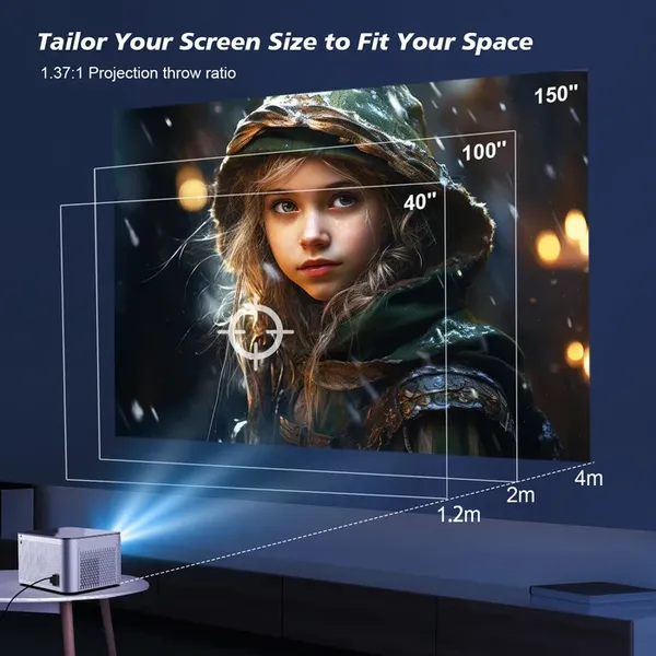 Magcubic HY350Pro Smart Home Theater Projector,Native 1080P Full HD,580 ANSI Lumens,Android 11,Electronic Focus & Auto Vertical Keystone,40‑150 Inch Large Screen Home Cinema Projector