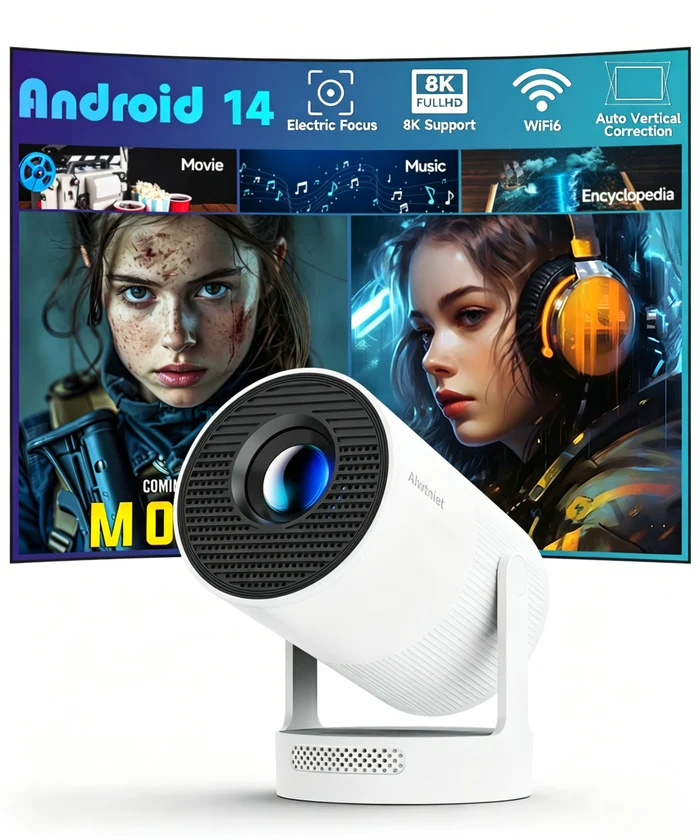 Magcubic HY300Ultra Mini Portable Projector,Native 720P HD,260 ANSI Lumens,180° Flexible Projection,Android14,Electronic Focus & Auto Vertical Keystone,WiFi6 BT5.4,35‑135 Inch Home Camping Travel Projector
