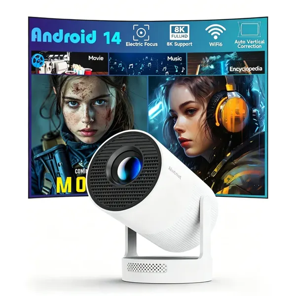Magcubic HY300Ultra Mini Portable Projector,Native 720P HD,260 ANSI Lumens,180° Flexible Projection,Android14,Electronic Focus & Auto Vertical Keystone,WiFi6 BT5.4,35‑135 Inch Home Camping Travel Projector